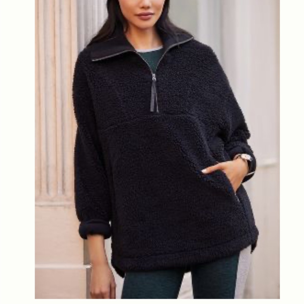Varley Stratton Half-Zip Jacket Furry Anthropologie New